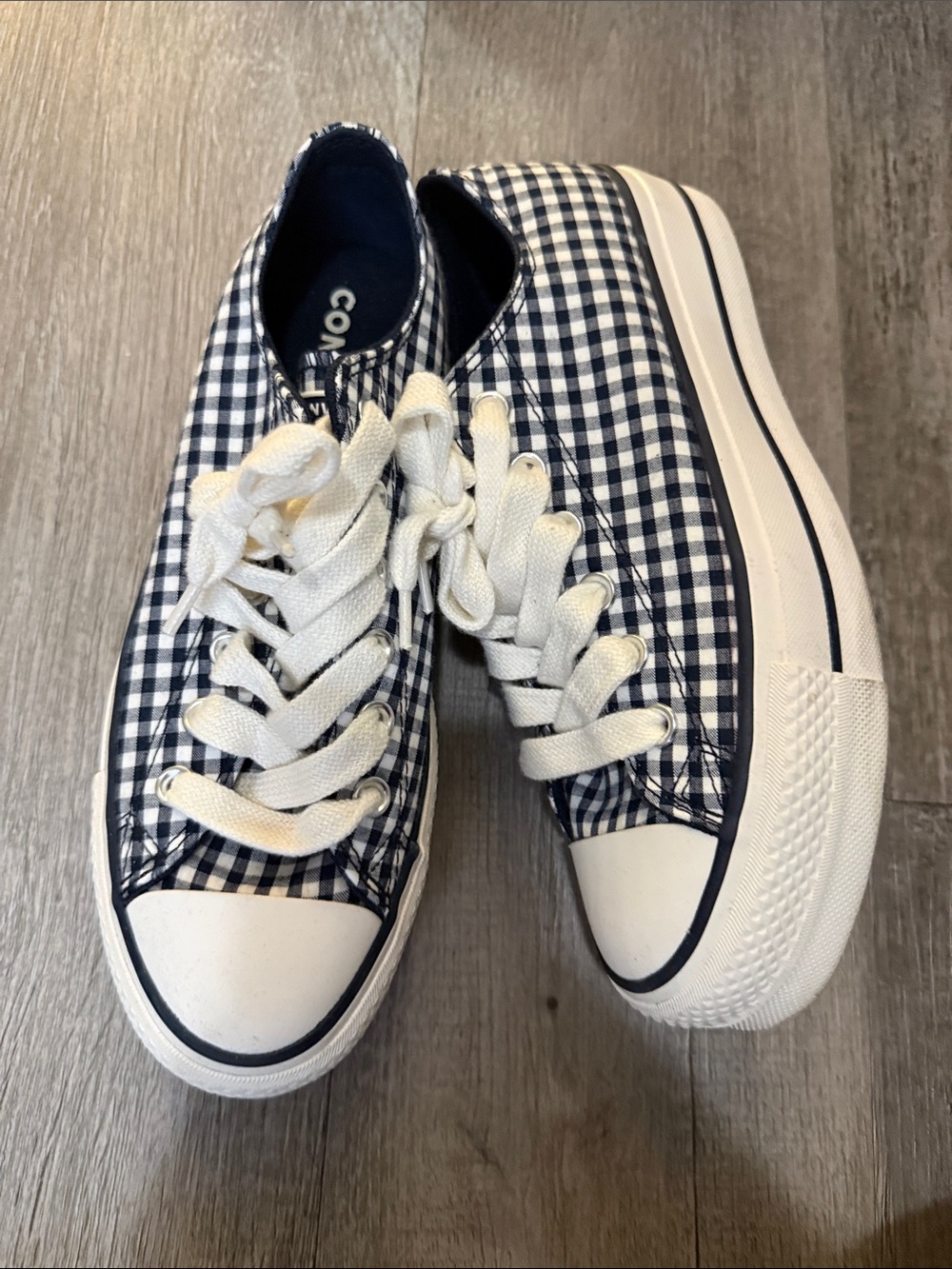 Converse Gingham Low-Top Sneakers - Navy & White